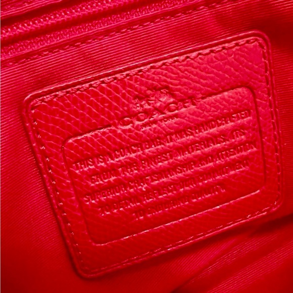 Authentic Coach Womens Red Leather Shoulder Double Handles Zipper Bag - Picture 7 of 10